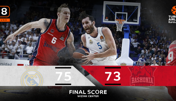 Real Madrid 75 Baskonia 73