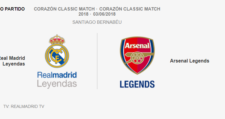 Real Madrid Leyendas Arsenal CCM 2018