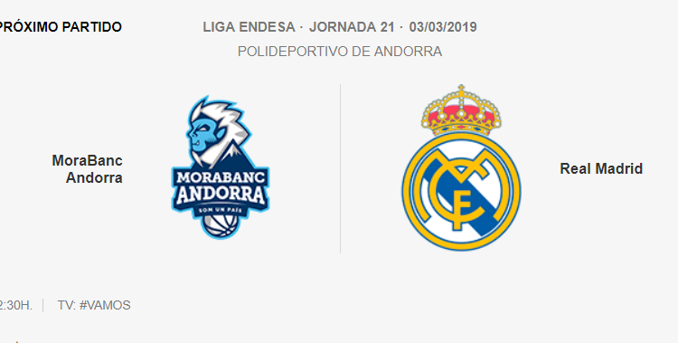 MoraBanc Andorra Real Madrid J21 Liga Endesa 2019