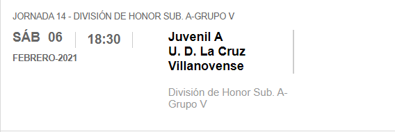 Real Madrid Juvenil A La Cruz Villanovense DH5 J14 2021