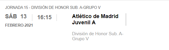 Atlético de Madrid Real Madrid Juvenil A DH5 J15 2021