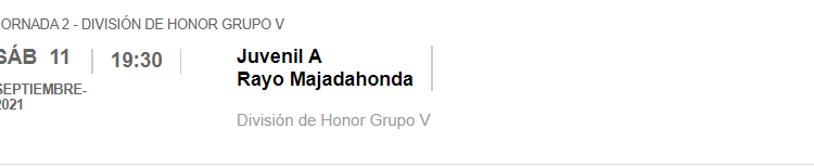 Real Madrid Juvenil A Rayo Majadahonda DH 2021