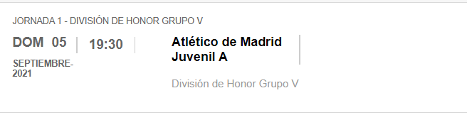 Atlético Real Madrid Juvenil A DH 2021
