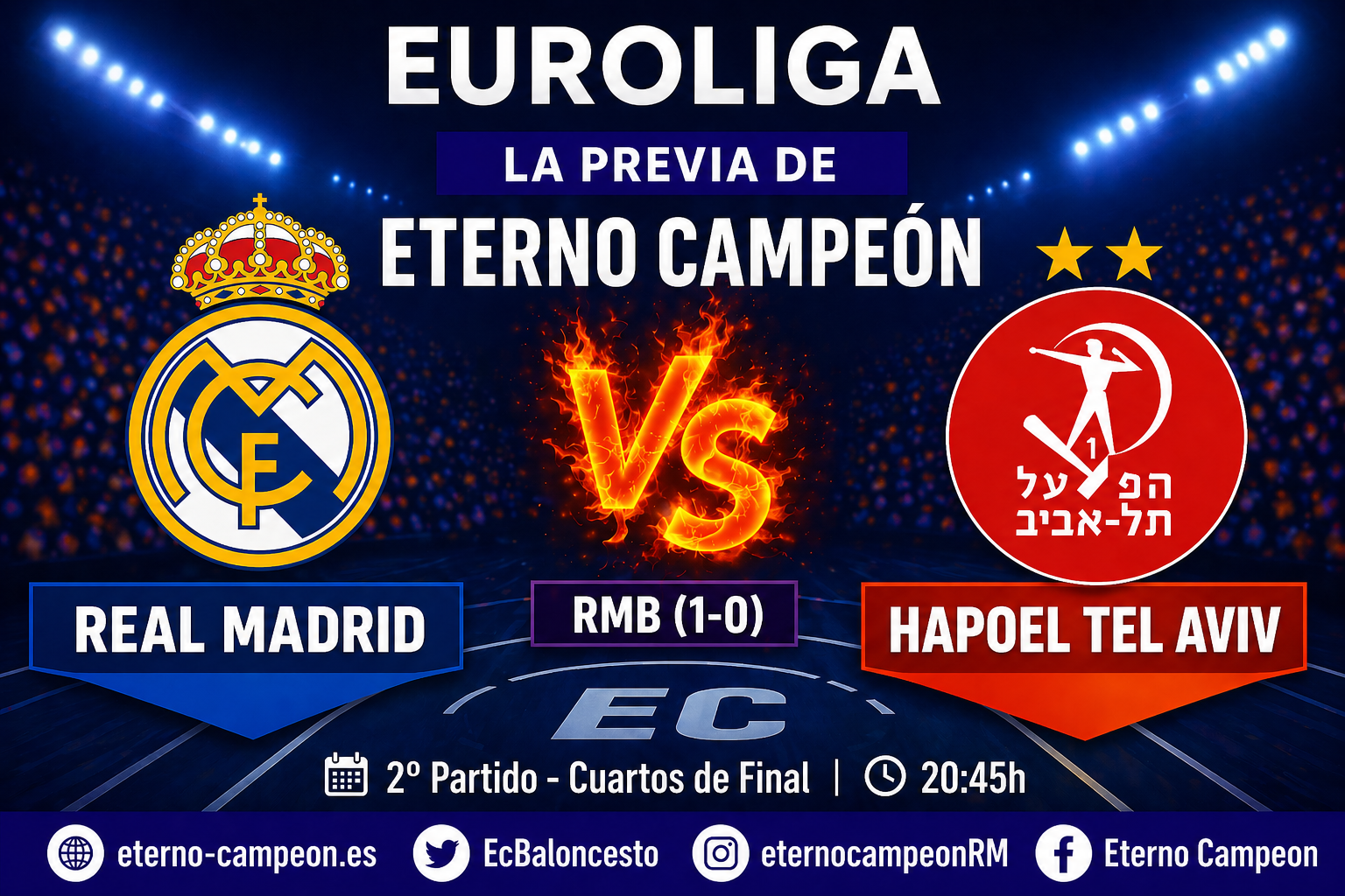 Euroliga ~ PlayOff | 2º Partido ~ Previa | Real Madrid vs Hapoel Tel-Aviv