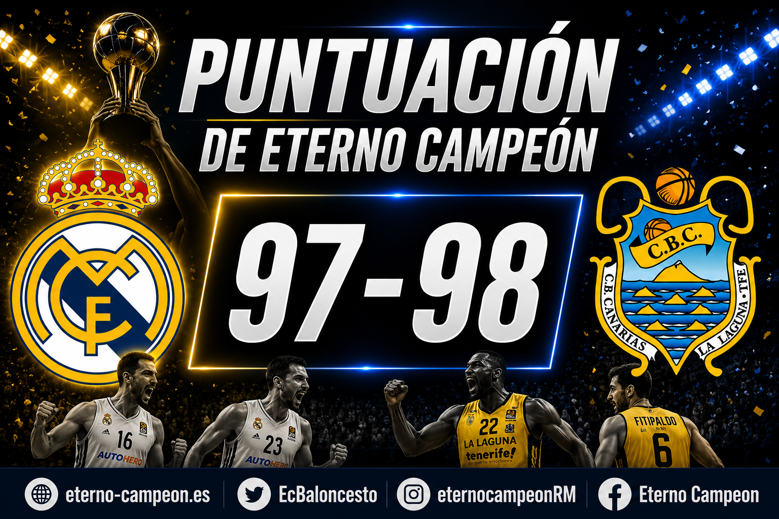 Liga Endesa | Cuartos de Final ~ 1º Partido | ~ La Puntuación de Eterno Campeón | Real Madrid 97-98 La Laguna Tenerife