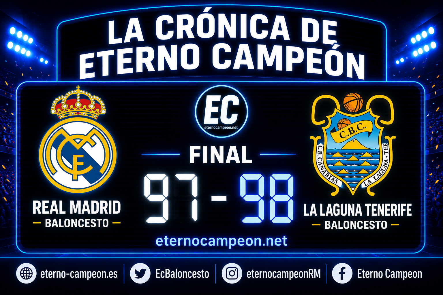 Liga Endesa ~ PlayOff | 1º Partido ~ Crónica | Real Madrid 97-98 La Laguna Tenerife