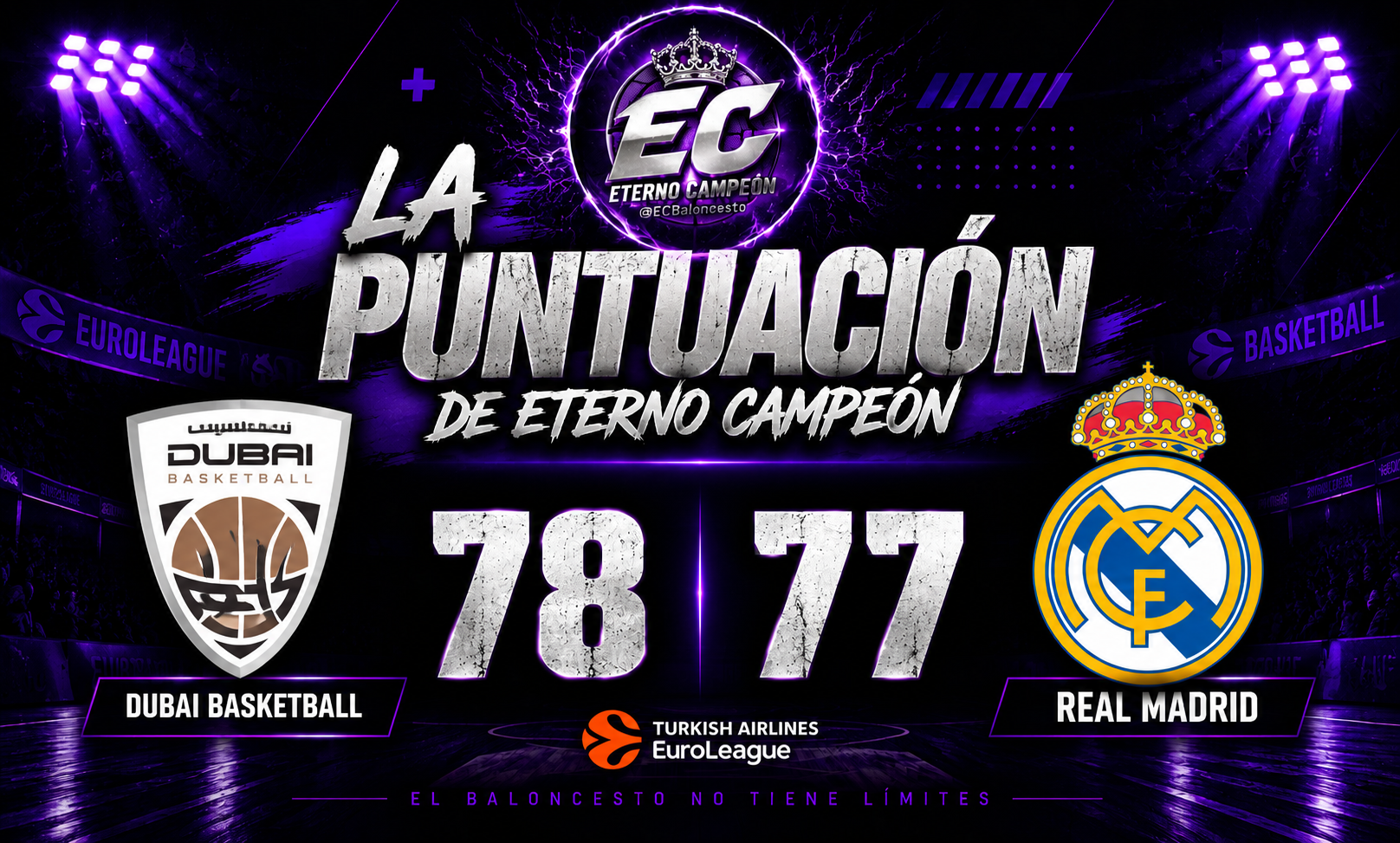 Euroliga | Jornada 1 ~ La Puntuación de Eterno Campeón | Dubai Basketball 78-77 Real Madrid