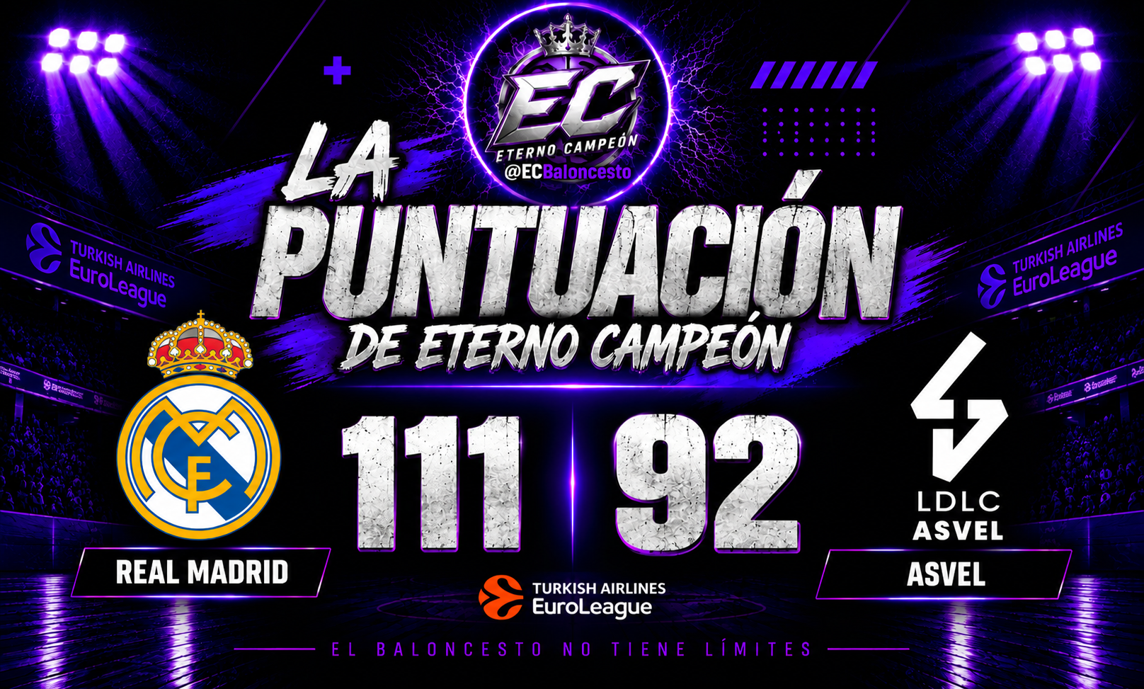 Euroliga | Jornada 6 ~ La Puntuación de Eterno Campeón | Real Madrid 111-92 Asvel Villeurbanne